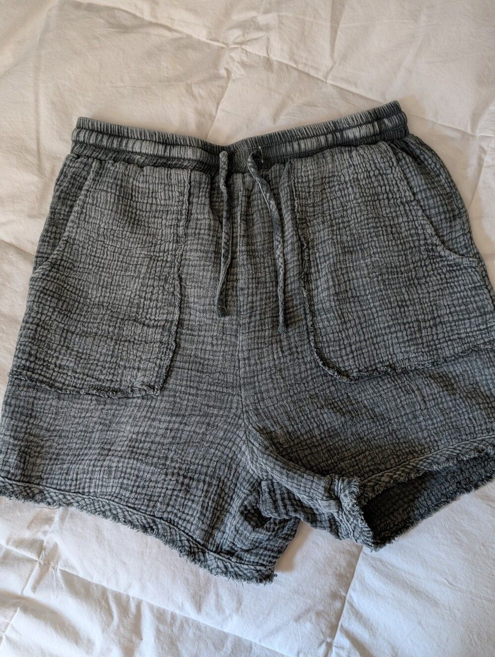 33 Coastal 100% Cotton Muslin Shorts Grey Medium M Casual Boho Beach Lounge